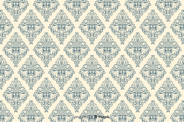 Hand drawn decorative damask background