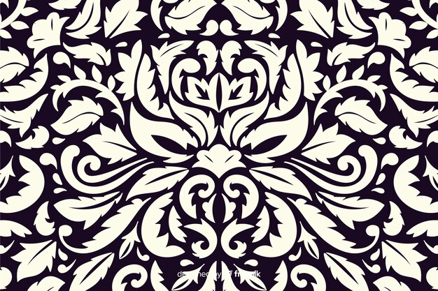 Hand drawn decorative damask background