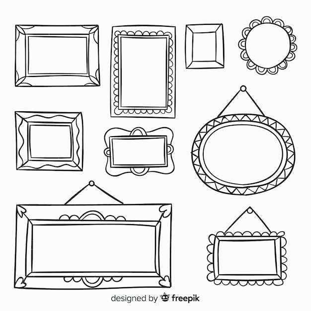 Collezione di cornici decorative disegnate a mano