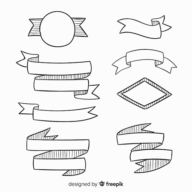 Free vector hand drawn decorative ribbon collection