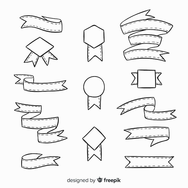 Free vector hand drawn decorative ribbon collection