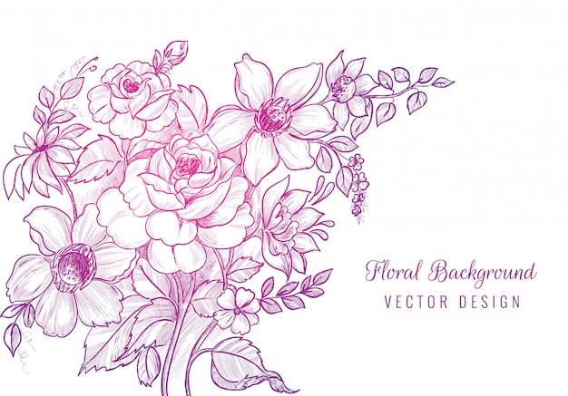 Hand drawn decorative sketch floral background