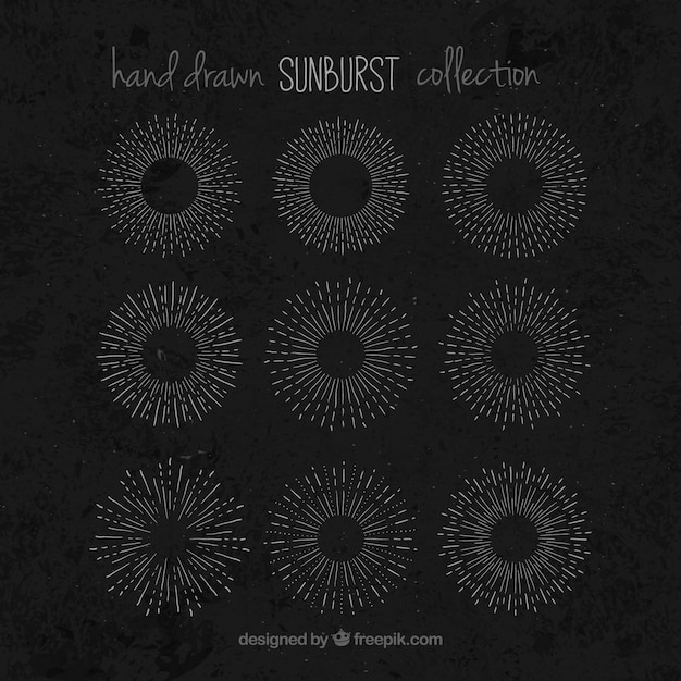 Free vector hand drawn decorative sunburst pack