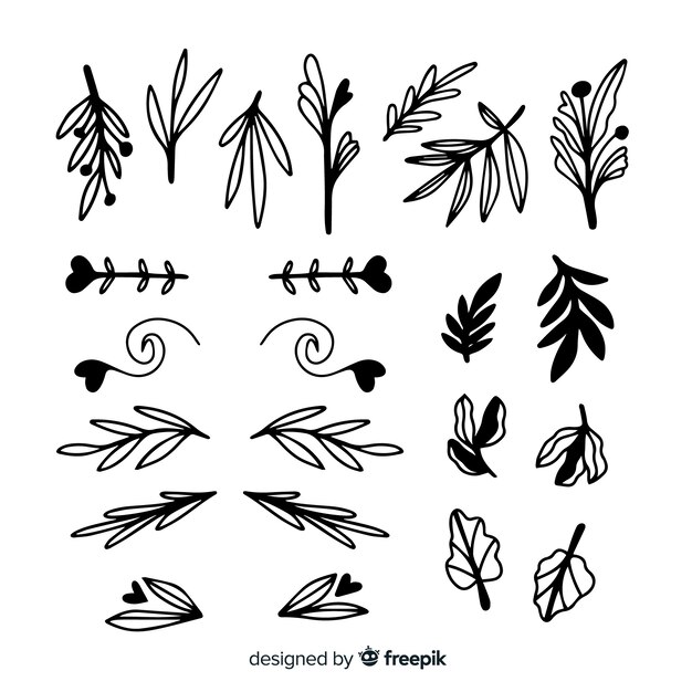 Hand drawn decorative wedding ornaments pack