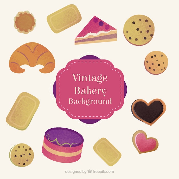 Бесплатное векторное изображение Рисованной вкусные хлебобулочные изделия и печенье с пирожными