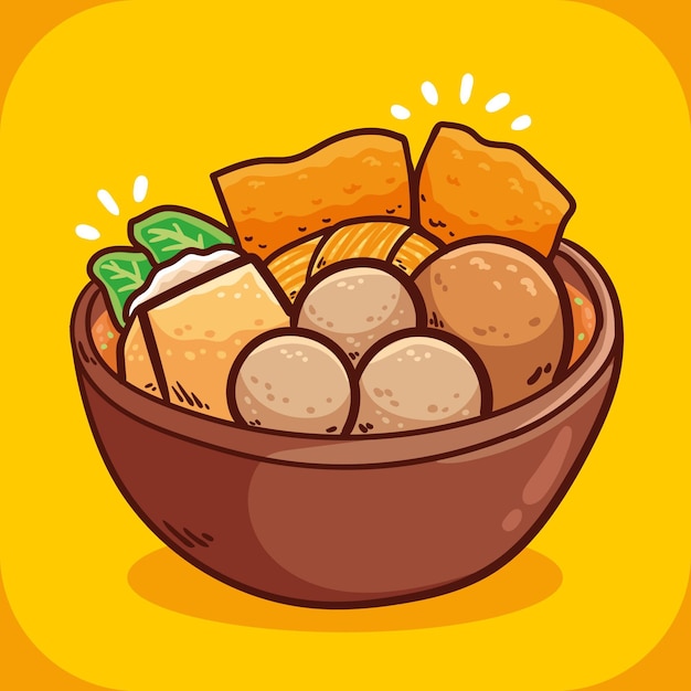 Free vector hand drawn delicious bakso