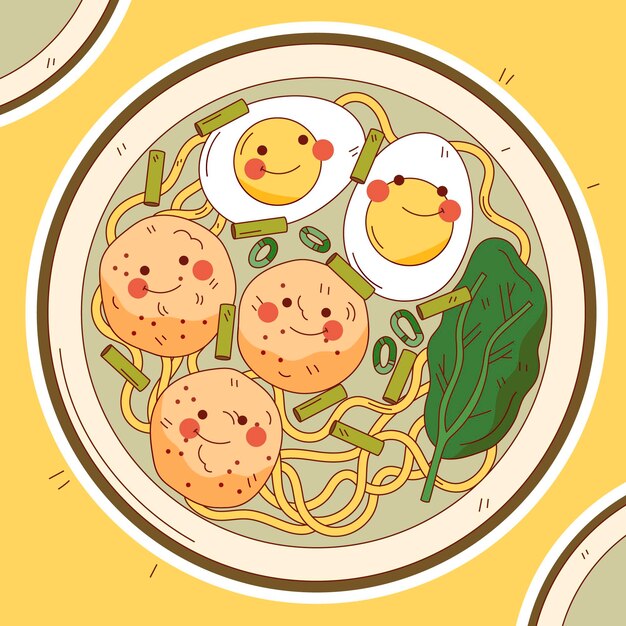 손으로 그린 맛있는 bakso