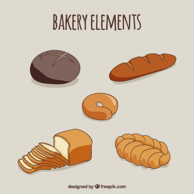 Free vector hand drawn delicious breads