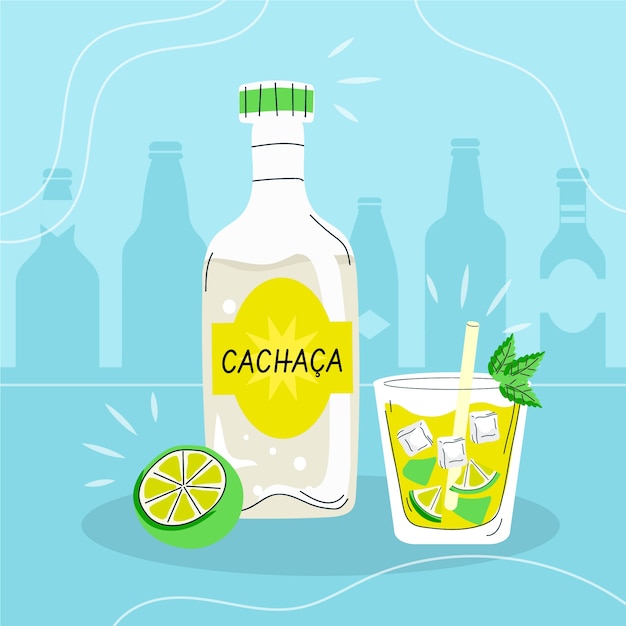 Hand drawn delicious cachaça illustration