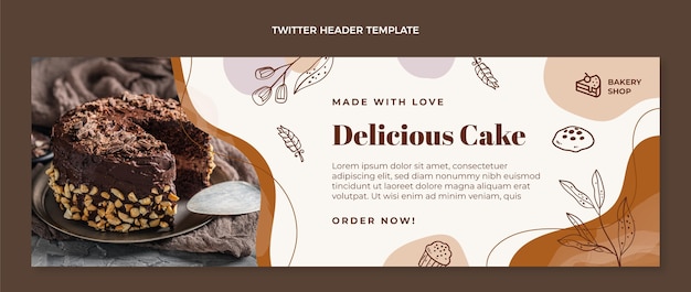 Hand drawn delicious cake twitter header