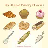 Free vector hand drawn delicious desserts and bakery products