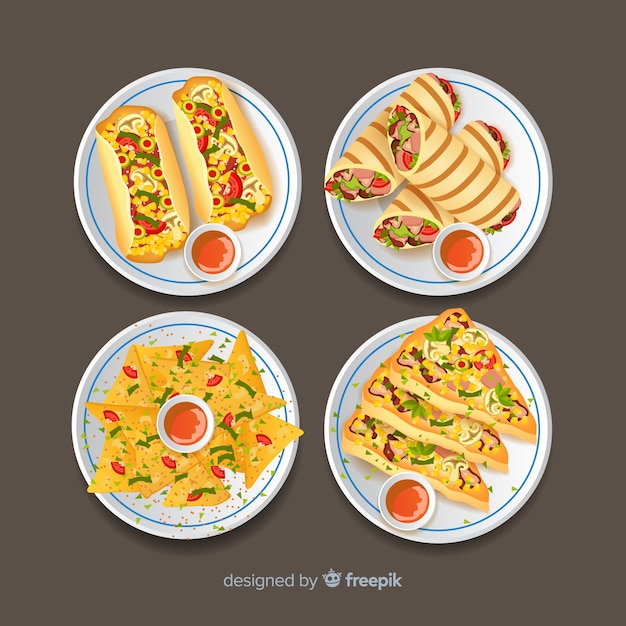 Hand drawn delicious dish set