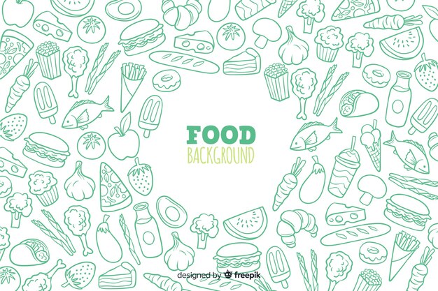 Hand drawn delicious food background