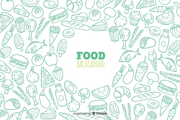 Hand drawn delicious food background