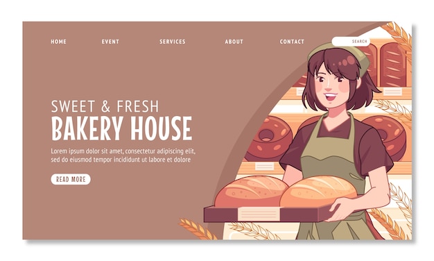 Hand drawn delicious food bakery  landing page