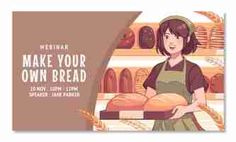 Free vector hand drawn delicious food bakery  webinar