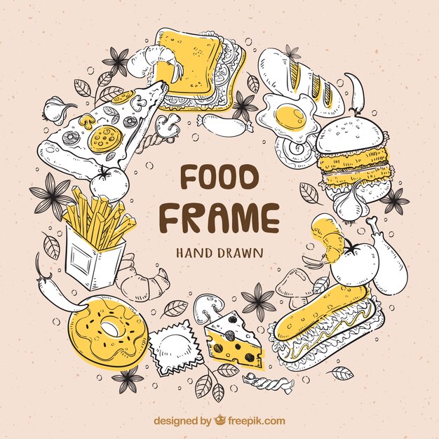 Free Vector hand drawn delicious food frame