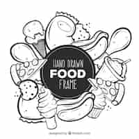 Free vector hand drawn delicious food frame