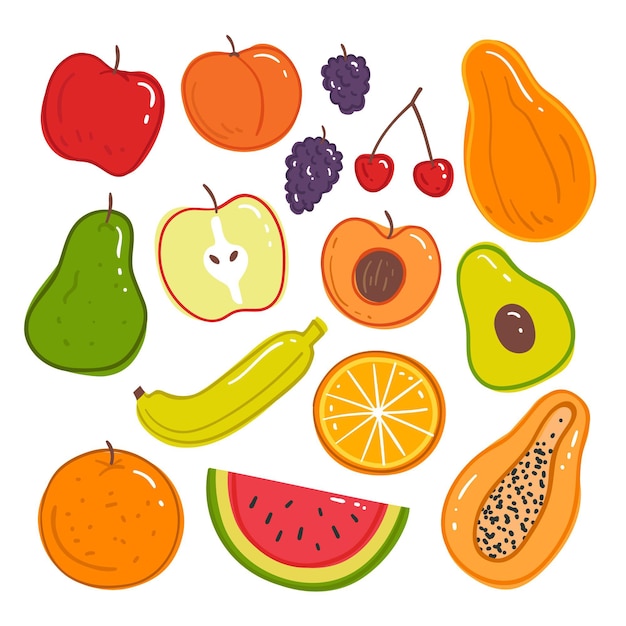 Hand drawn delicious fruit collection