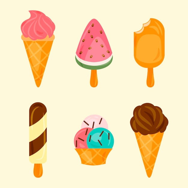 Free vector hand drawn delicious ice cream collection