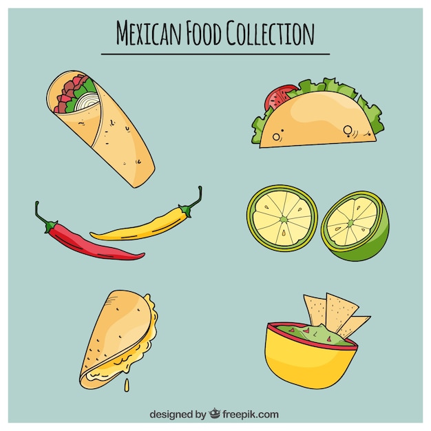 Free Vector hand drawn delicious mexican food 