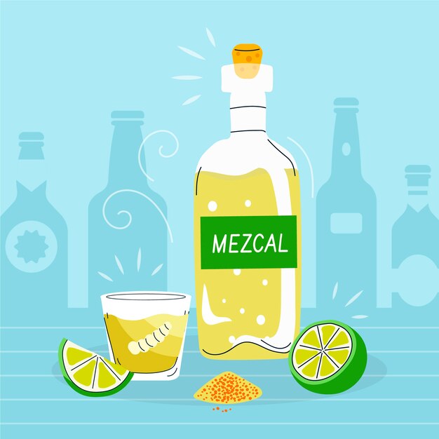 손으로 그린 맛있는 mezcal 그림