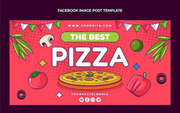 Post facebook di pizza deliziosa disegnata a mano