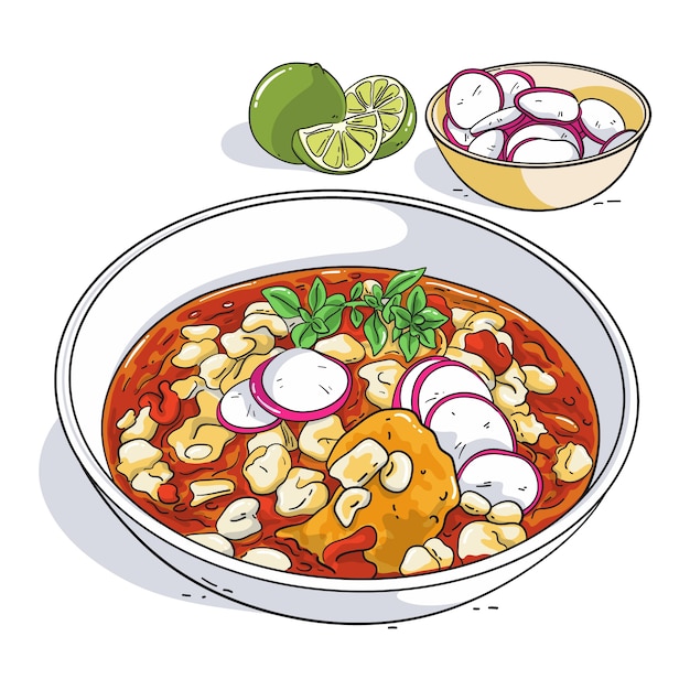 Illustrazione di pozole deliziosa disegnata a mano