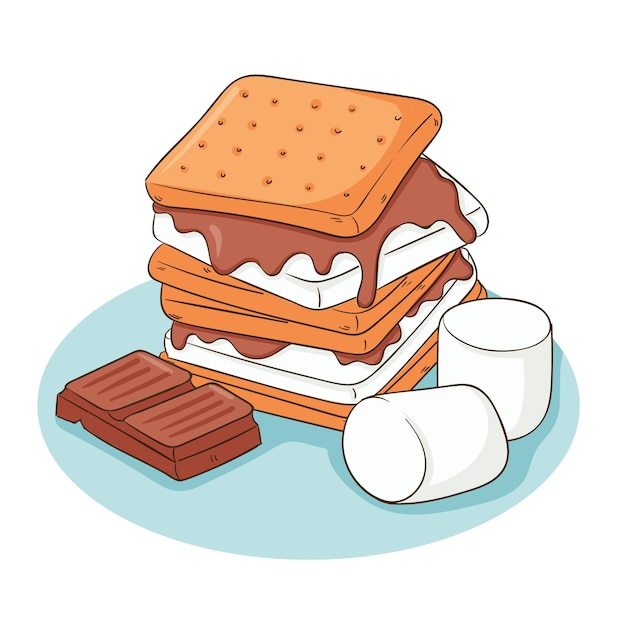 손으로 그린 맛있는 s'more 그림