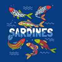 Free vector hand drawn delicious sardine illustration