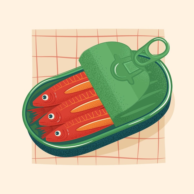 Hand drawn delicious sardine illustration