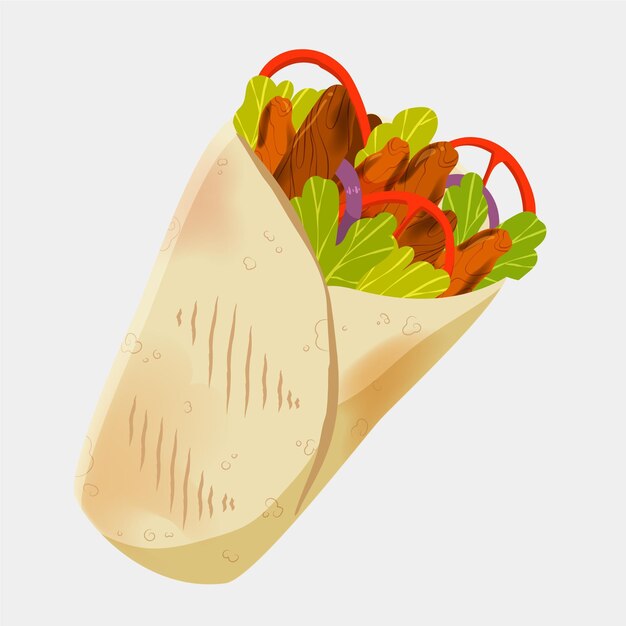 Hand drawn delicious shawarma illustration