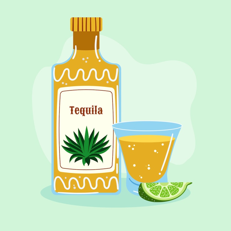 Free Vector hand drawn delicious tequila shot and bottle
