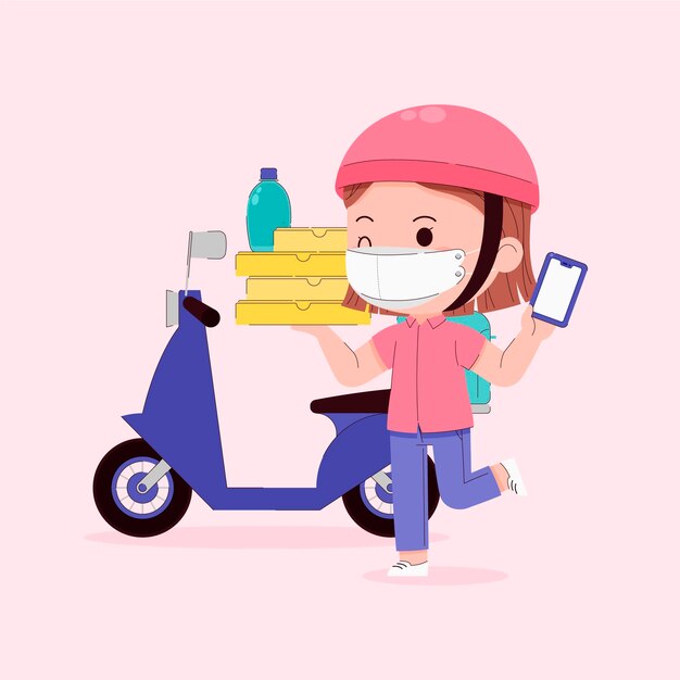 Hand drawn delivery concept cartoon