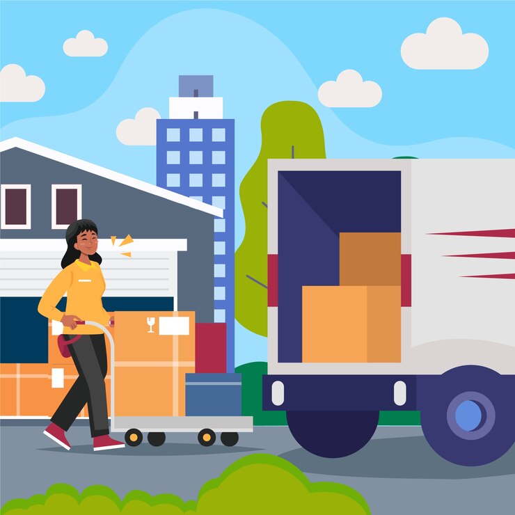 Free Vector hand drawn delivery concept with truck