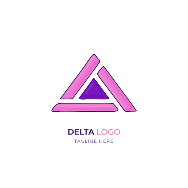 Ручной обращается шаблон дизайна логотипа дельты