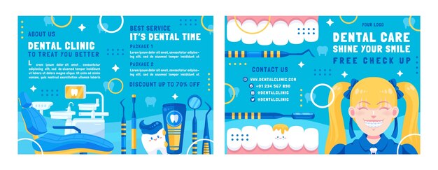 Hand drawn dental clinic brochure template