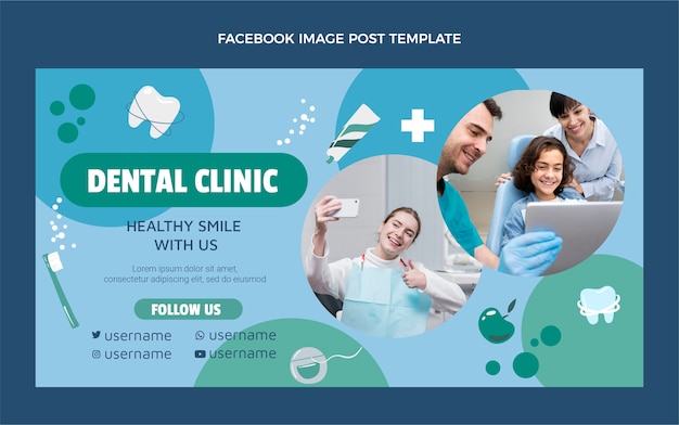 Modello di post di facebook della clinica dentale disegnato a mano