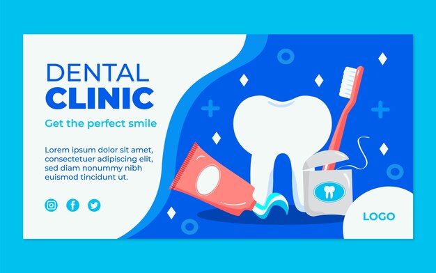 Hand drawn dental clinic facebook post template