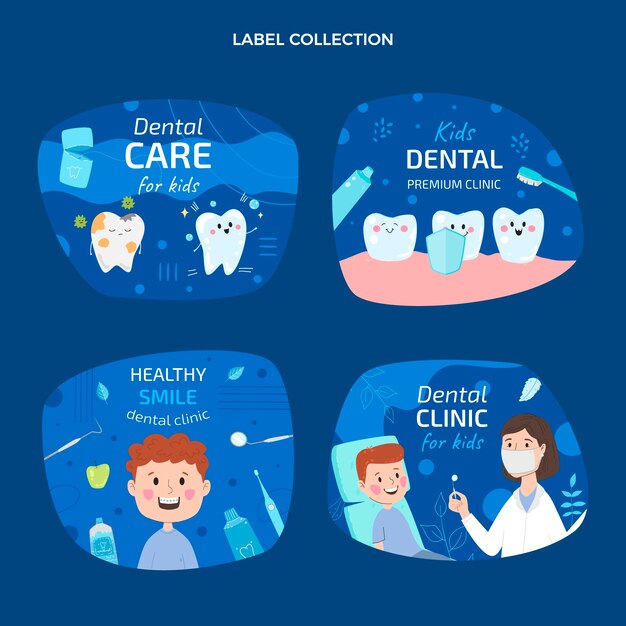 hand drawn dental clinic labels