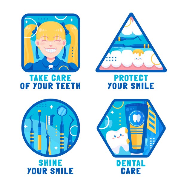 Hand drawn dental clinic labels