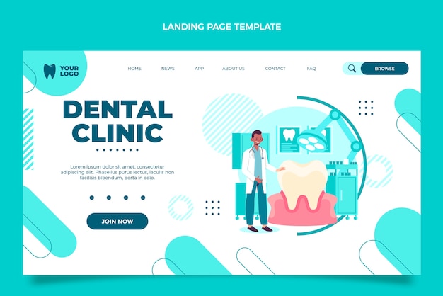 Vettore gratuito pagina di destinazione della clinica dentale disegnata a mano