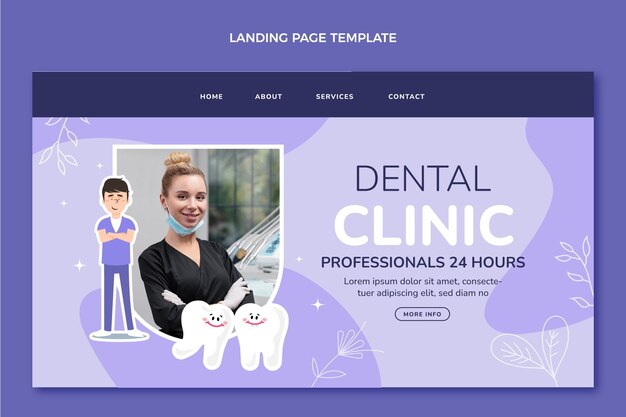 Vettore gratuito pagina di destinazione della clinica dentale disegnata a mano