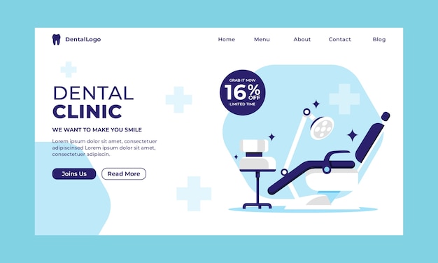 Free vector hand drawn dental clinic landing page