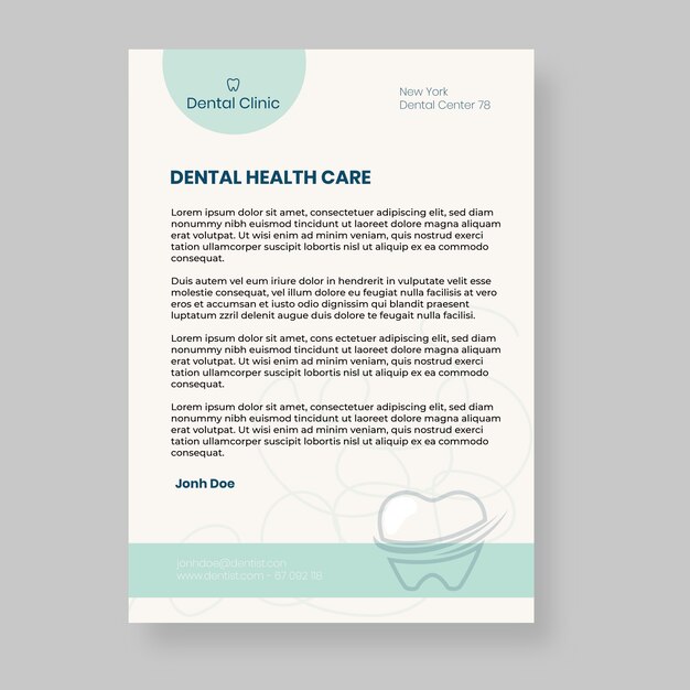 Hand drawn dental clinic letterhead template