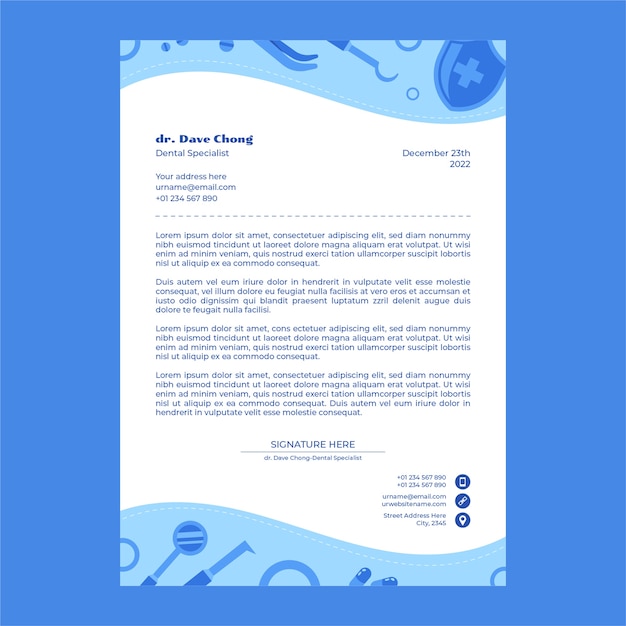 Hand drawn dental clinic letterhead