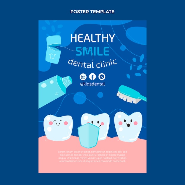 Hand drawn dental clinic poster template