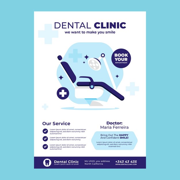 Hand drawn dental clinic poster