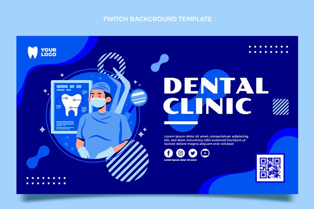 Hand drawn dental clinic twitch background