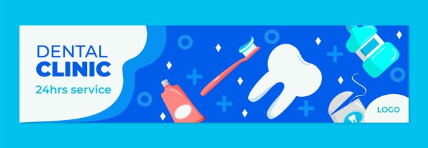 hand drawn dental clinic twitch banner template